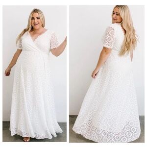 NWT Baltic Born Venice White Lace V Neck Romantic Maxi Dress, NWT Sz M